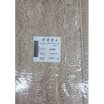 Dantel Polyester Sanal Tül Bant Cappucino 13,90 Metre En 6 cm ON-3498-C