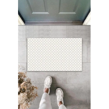 Dekoratif Dijital Baskı Krem Motif Dış Mekan Paspas K-2091