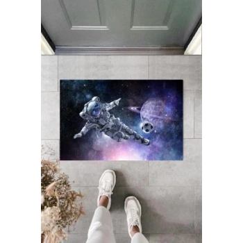 Dekoratif Dijital Galaxy Astronot Mavi Kapı Paspası Dış Mekan Paspas K-2119