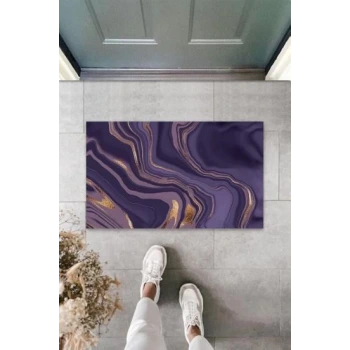 Dekoratif Dijital Modern Dalgalı Lila Kapı Paspası Dış Mekan Paspas K-3112