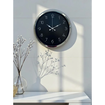 Dekoratif Ve Şık 40 Cm Krom Metal Duvar Saati