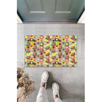 Dijital Baskı Çok Renkli Daireler Paspas K-3073