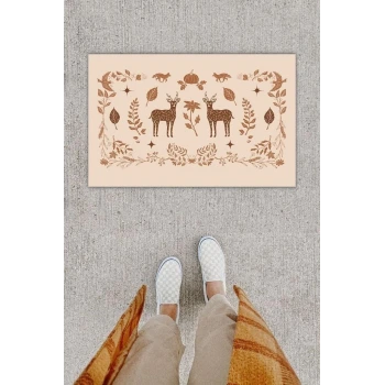 Dijital Baskı Dekoratif Geyik Pudra Kapı Önü Paspası K-1215