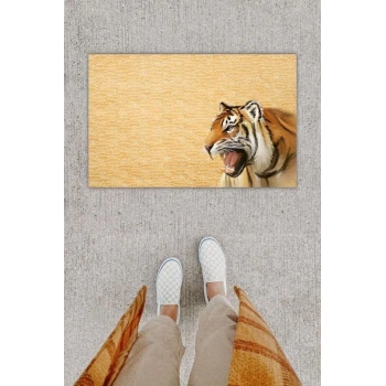 Dijital Baskı Dekoratif Kaplan Sarı Kapı Önü Paspası K-1284