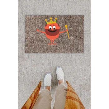 Dijital Baskı Dekoratif Kral Gri Kapı Önü Paspası K-1288