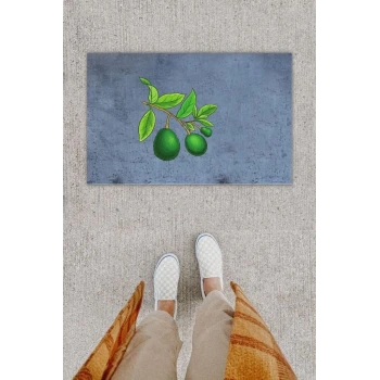 Dijital Baskı Dekoratif lü Avakado Antrasit Kapı Önü Paspası K-1300