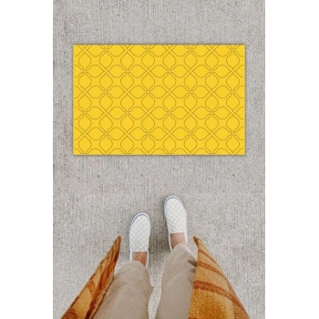 Dijital Baskı Dekoratif Motif Sarı Kapı Önü Paspası K-1277