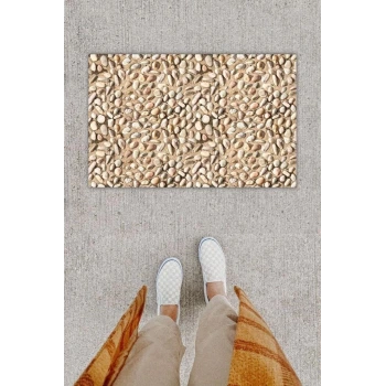 Dijital Baskı Dekoratif Taş Bej Kapı Önü Paspası K-1263