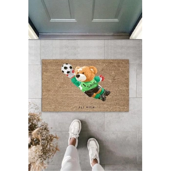 Dijital Baskı Kahverengi Kaleci Oyuncak Ayı Paspas K-3135