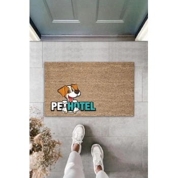 Dijital Baskı Kahverengi Köpekli Pet Hotel Dekoratif Kapı Paspası K-2026