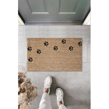 Dijital Baskı Kahverengi Patili Dekoratif Kapı Paspası K-2001