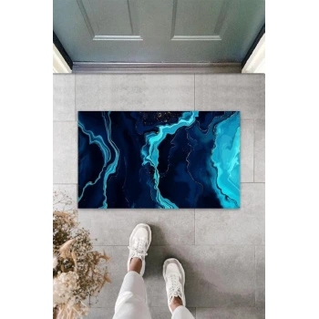 Dijital Baskı Mavi Ebruli Paspas K-3097