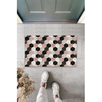 Dijital Baskı Pembe Petek Paspas K-3089