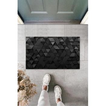 Dijital Baskı Siyah Üçgen Dijital Paspas K-3139