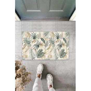 Dijital Yaprak Açık Kahve Kapı Paspası Dış Mekan Paspas K-3051