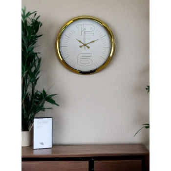 Elegant White Gold 40 Cm Metal Duvar Saati