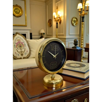 Elite Black Gold 25 x 20 Cm Metal Masa Saati