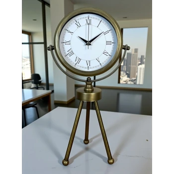 Eskitme Dekoratif Üç Ayaklı Masa Saati