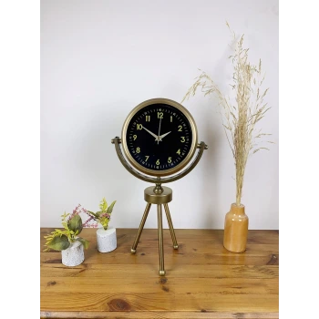 Eskitme Metal Mini Tripod Tokyo Masa Saati 45×26 cm