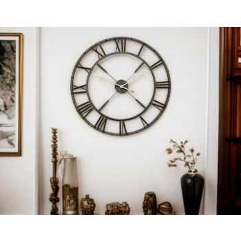 Eskitme Stil 73 Cm Duvar Saati