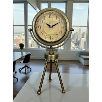 Eskitme Vintage Üç Ayaklı Masa Saati