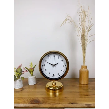 Gold Metal Lüks Masa Saati 25×20 cm