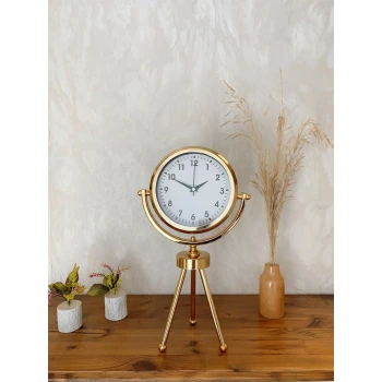 Gold Metal Mini Tripod Lüks Masa Saati 45×26 cm