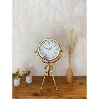 Gold Metal Mini Tripod Retro Masa Saati 45×26 cm