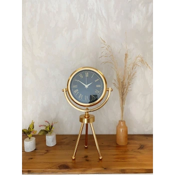 Gold Metal Mini Tripod Sade Masa Saati 45×26 cm