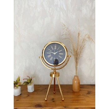 Gold Metal Mini Tripod Zarif Masa Saati 45×26 cm