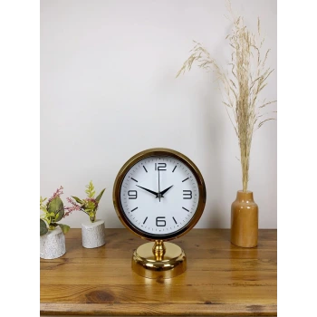 Gold Metal Modern Masa Saati 25×20 cm