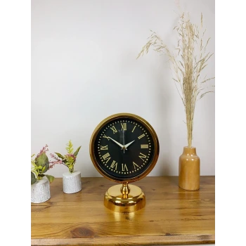 Gold Metal Sade Masa Saati 25×20 cm