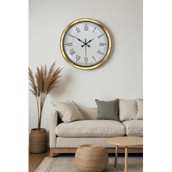 Gold Şık 40 Cm Metal Roma Rakamlı Duvar Saati