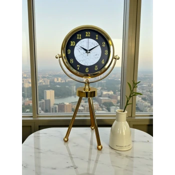 Golden Marble Üç Ayaklı Metal Masa Saati