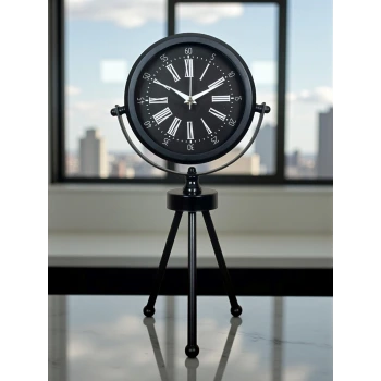 Heritage Black Üç Ayaklı Metal Masa Saati