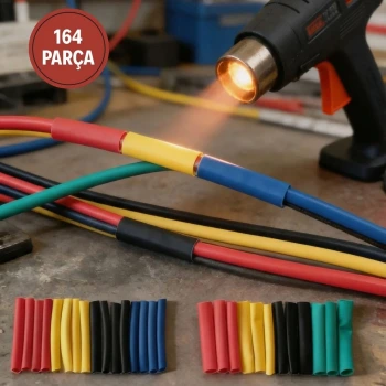 İpek Yıldızı® 164 Parça Isı ile Daralan Makaron Seti – Elektrik Kablo İzolasyon & Koruma Kılıfı, Renkli Shrink Tube Set