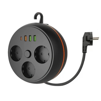 İpek Yıldızı® 3 Adet Soket,3 Adet USB ve 1 Adet Type-C Girişli Termal Akım Korumalı Makaralı Priz 3395