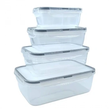 İpek Yıldızı® 4lü İç İçe Sızdırmaz Contalı Kilitli Kapaklı Plastik Erzak Saklama Kapları LC315