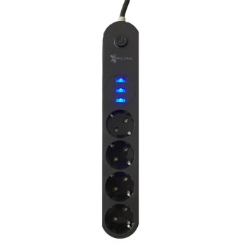 İpek Yıldızı® 4lü Siyah Anahtarlı 3 USB Li Akım Korumalı Topraklı Çocuk Korumalı Grup Priz 2 Metre