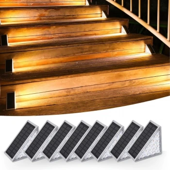 İpek Yıldızı® 8 Adet Üçgen  Güneş Enerjisi ile Şarj Olan Dış Mekan Solar Basamak Köşe Lambası