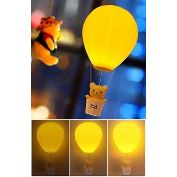 İpek Yıldızı® Balonlu Ayıcıklı Eğlenceli Dekoratif Gece Lambası Aydınlatması
