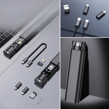 İpek Yıldızı® Cep Tipi 60W Bas Aç Type-C,İphone Şarj,Micro USB Hızlı Şarj Data Kablo Seti
