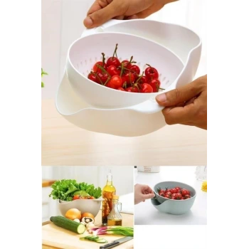 İpek Yıldızı® Çok Amaçlı 360 Derece Dönebilir Pratik Hazneli Mutfak Süzgeç Elek