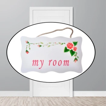 İpek Yıldızı® Decotown My Room Benim Odam Dekoratif Çiçek Desenli Kapı Askısı