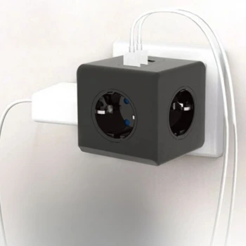 İpek Yıldızı® Isıya Dayanıklı Termal Akım Korumalı ve Çocuk Korumalı 3 Priz Girişli 3 USB Girişli Küp Priz