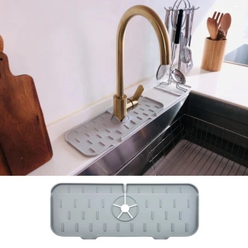 İpek Yıldızı® Lavabo İçin Silikon Esnek Mat Musluk Sapı Damlama Tutucu Raf Mutfak Tezgahı Sıçrama Koruma