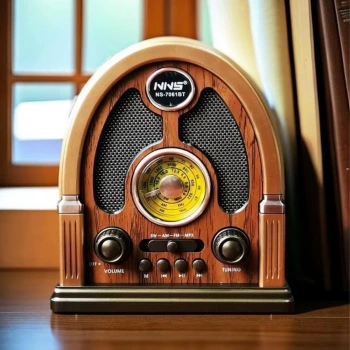 İpek Yıldızı® Orta Boy Kubbe Model Retro Ahşap Tasarım Bluetooth Hoparlörlü Radyo – FM/AM Destekli, Şarjlı ve Taşınabilir Radyo NS-7061