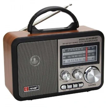 İpek Yıldızı® Orta Boy Retro, Nostaljik, Ahşap Tasarım Bluetooth Hoparlörlü, Şarjlı, Taşınabilir FM/AM Destekli Radyo NS-8897