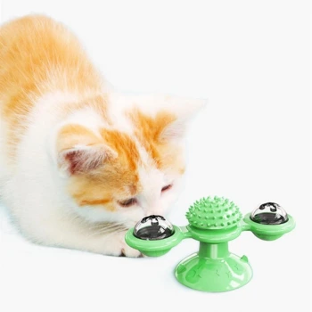 İpek Yıldızı® Pet Malzemeleri Vantuzlu Fırıldak Toplu Dönen Şeffaf Depo Tasarım İnteraktif Kedi Oyuncağı