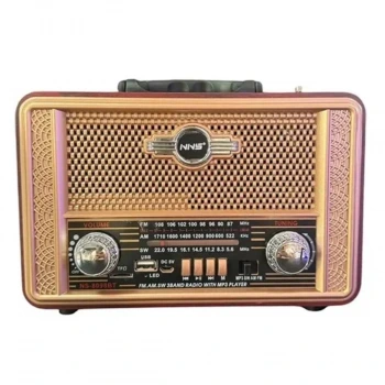 İpek Yıldızı® Retro, Nostaljik, Ahşap Tasarım Bluetooth Hoparlörlü, Şarjlı, Taşınabilir Otantik Tasarımlı FM/AM Destekli Radyo NS8098